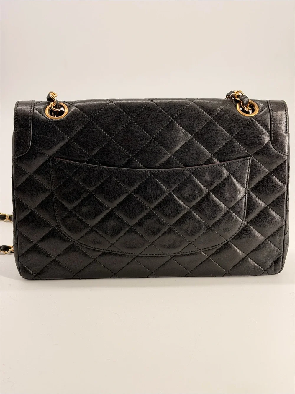 CHANEL Black Quilted Lambskin Paris Double Flap Bag